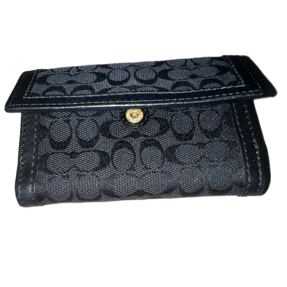 Vintage Coach Ergo Bly Signature & Patent Leather Stripe Trifold French Wallet - Picture 2 of 4